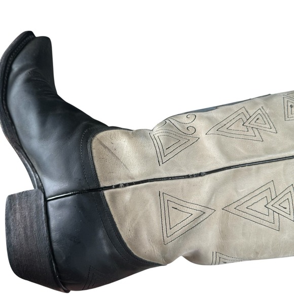 EIGHT SECOND ANGEL AZTEC FEATHER Cowboy Boots Women's Sz 8 Cream/Gray / Black - Picture 10 of 16